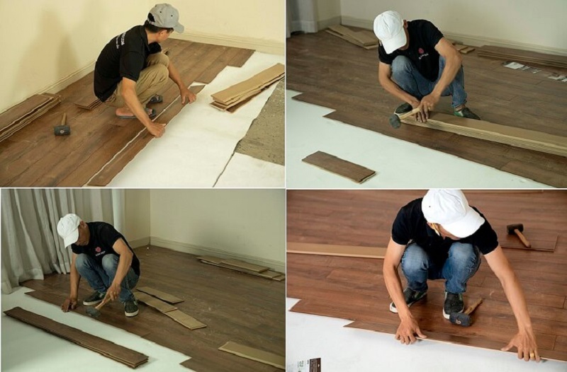 Tiến hành lắp đặt sàn gỗ